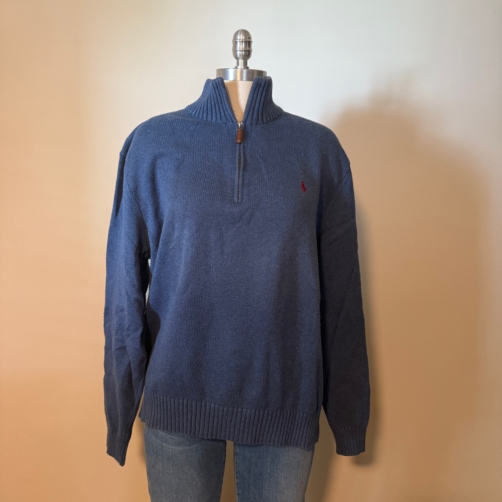 Polo Ralph Lauren Blue Knit Quarter Zip Sweater